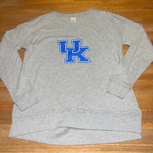 UG Apparel Women Med Gray UK Kentucky Wildcat Logo Long Sleeve Crew Neck Shirt